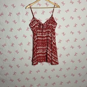 Red Patterned Spaghetti Strap Top